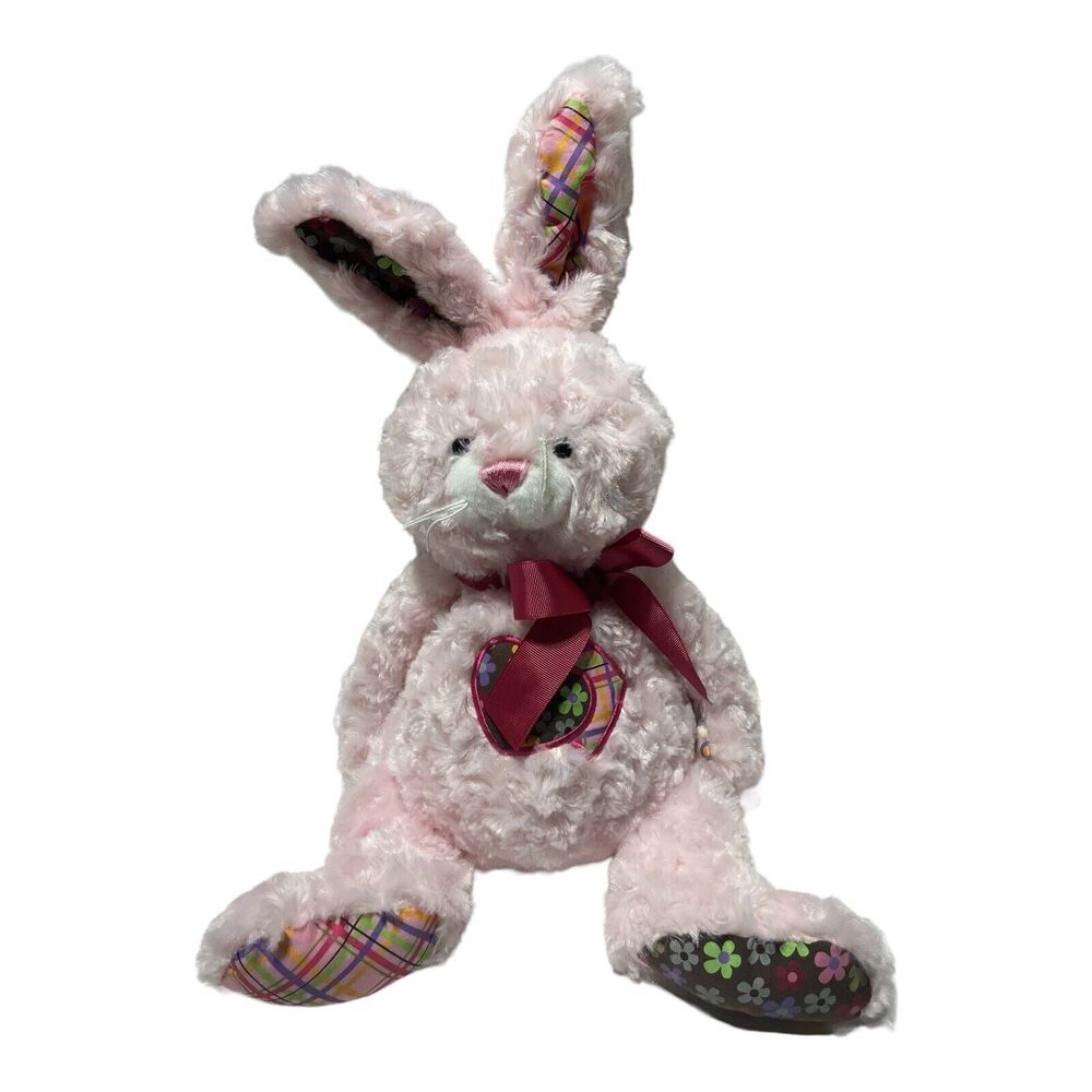 Ganz Pink Patches Bunny Rabbit Plush Stuffed Animal Heart HE9730
